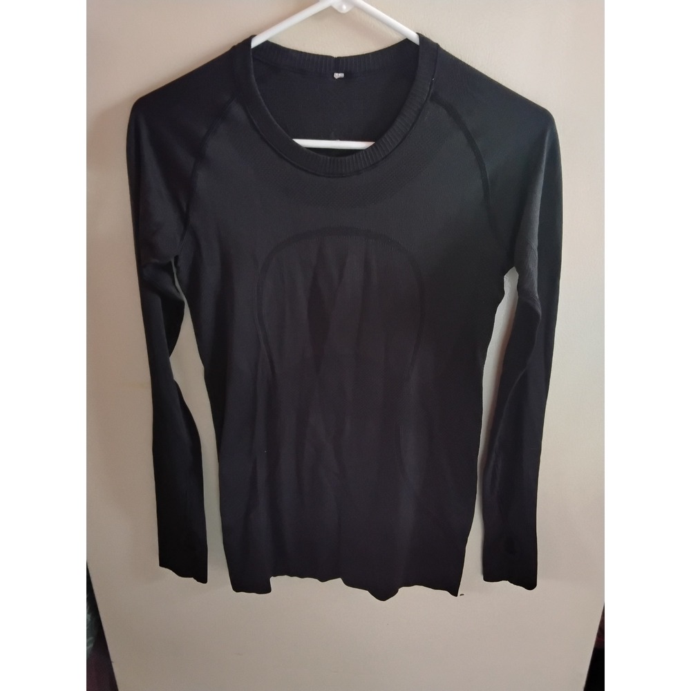 Lululemon Swiftly Tech Long Sleeve 2.0 Shirt Black Crewneck Thumbholes Womens